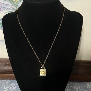 Heart rhinestone lock pendant necklace